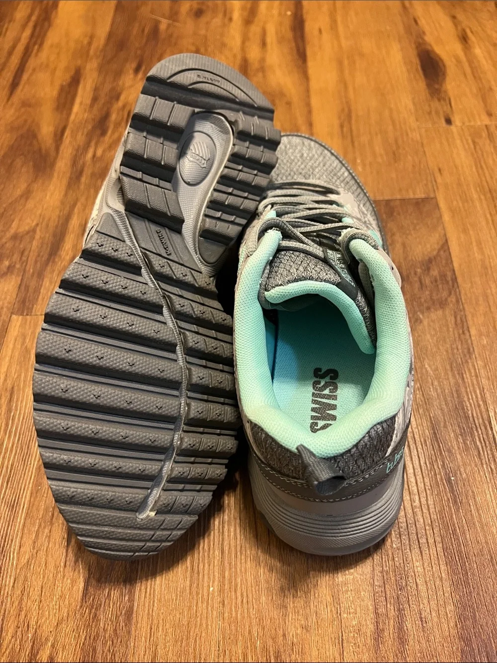 Gray & Mint/light teal  Athletic Sneakers
